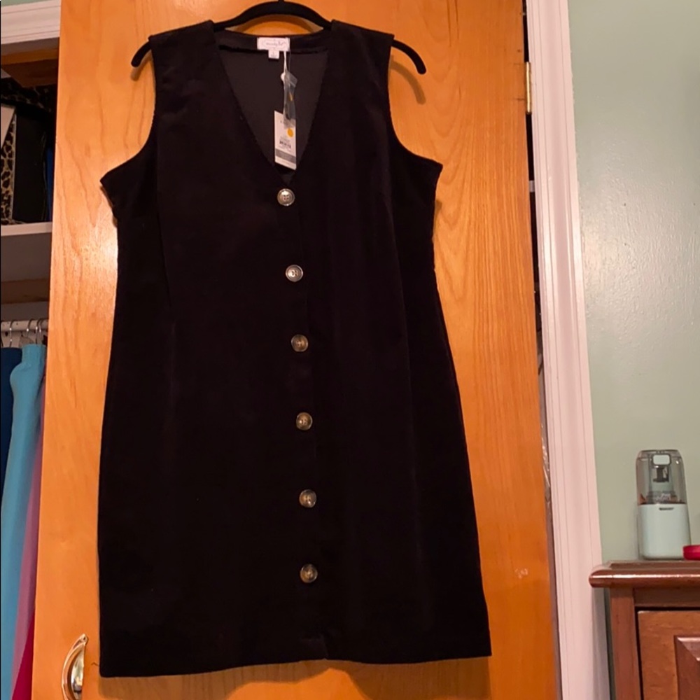 MudPie Corduroy Black Jumper Dress